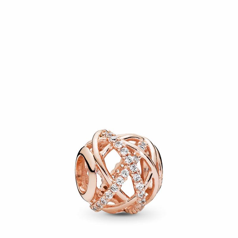 Pandora Sparkling Paw Print Charm - Pandora Rose/Cubic Zirconia - Canada | YC4705FP